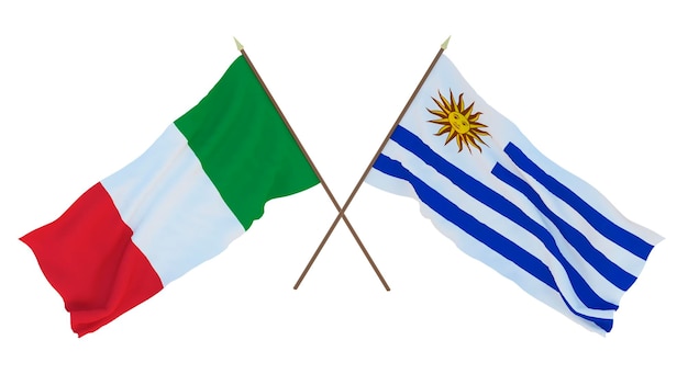 Fondo para diseñadores ilustradores Día de la Independencia Nacional Banderas Italia y Uruguay