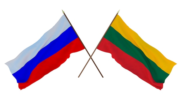 Fondo para diseñadores ilustradores Día de la Independencia Nacional Banderas de Rusia y Lituania