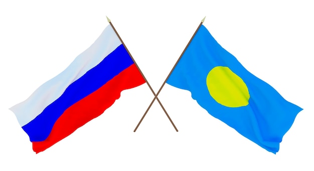 Fondo para diseñadores ilustradores Día de la Independencia Nacional Banderas de Rusia y Palau