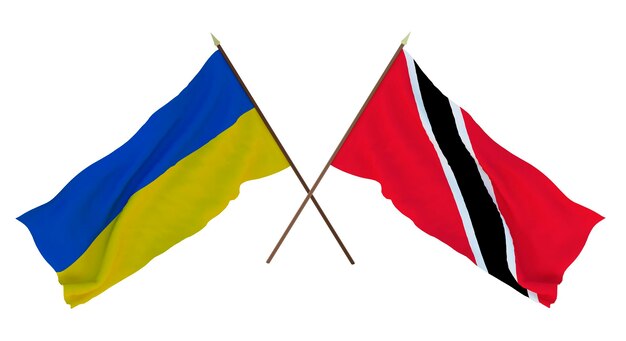 Fondo para diseñadores ilustradores Día de la Independencia Nacional Banderas de Ucrania y Trinidad y Tobago