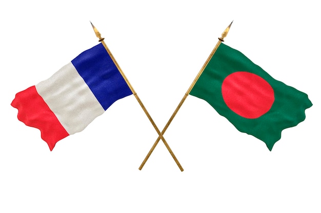 Fondo para diseñadores Modelo 3D del Día Nacional Banderas nacionales de la República Popular de Francia y Bangladesh