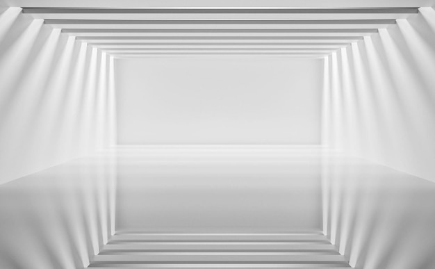 Fondo de diseño de arquitectura blanca futurista Concepto de construcción Representación 3d