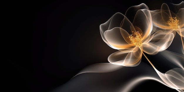 Fondo de diseño floral transparente de lujo negro y dorado abstracto hermoso AI generativo AIG32