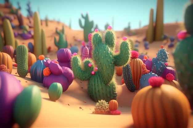 Fondo de diseño de ilustración de cactus en el desierto