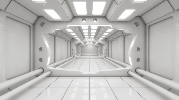 Fondo de diseño de interiores futurista de renderizado 3d