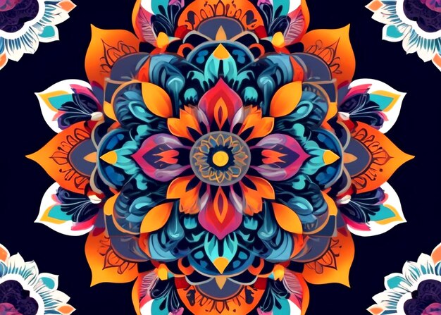 Fondo de diseño de mandala de lujo 3D en imagen multicolor