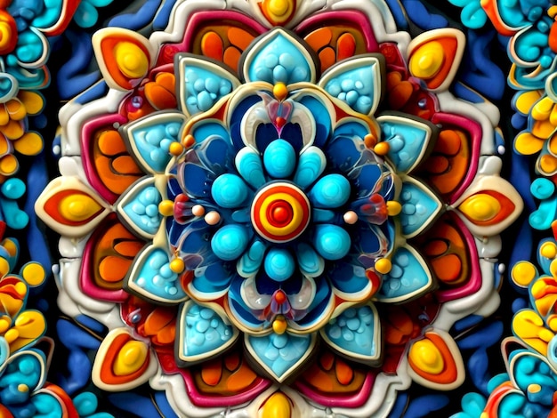 Fondo de diseño de mandala de lujo 3D en imagen multicolor