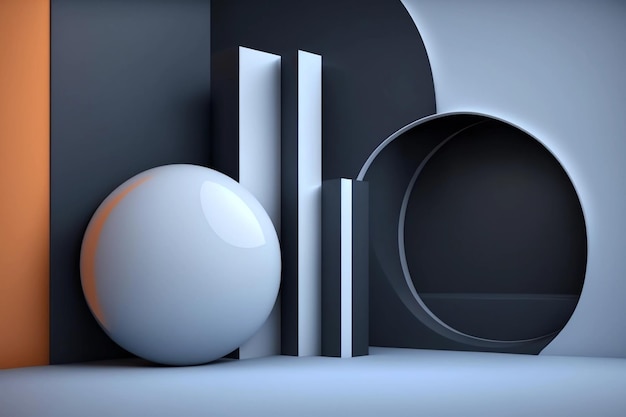 Fondo de diseño moderno abstracto de minimalismo con formas geométricas en 3D Perspectiva de paralaje mínimo