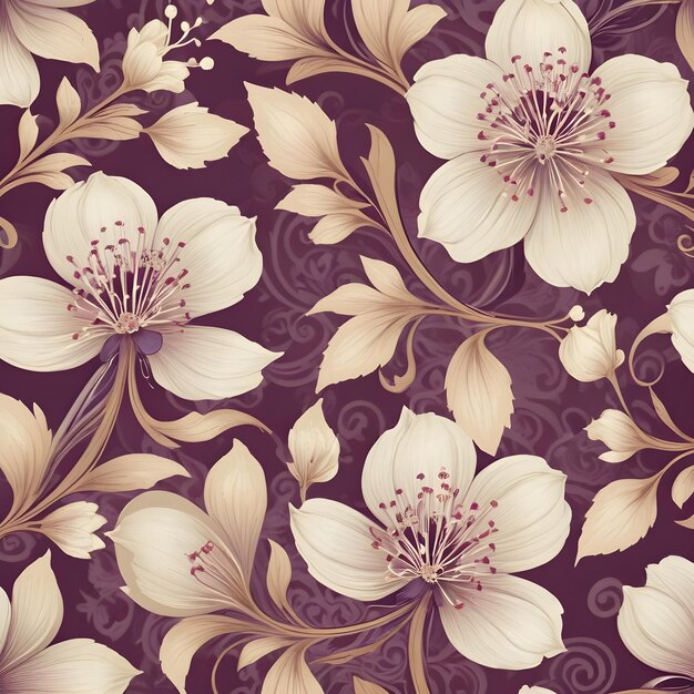 Foto fondo de diseño de pared con patrón floral ornamentado sin costuras