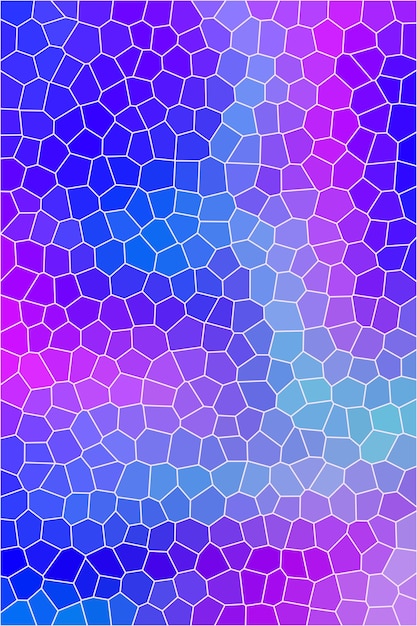 Fondo de diseño de patrón abstracto colorido azul y púrpura con vidrieras de cristales hexagonales