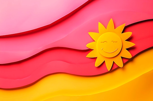 Fondo de diseño de verano con sol con sonrisa