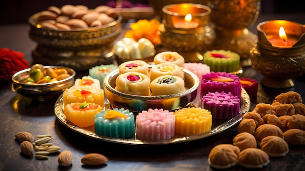 Fondo de Diwali y dulces