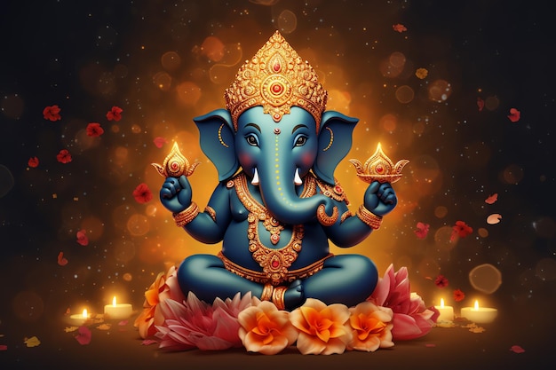 Fondo de diwali del ídolo de Ganesha