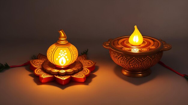 Fondo de Diwali con lámpara de aceite vela feliz festival de luz de Diwali generado por Ai