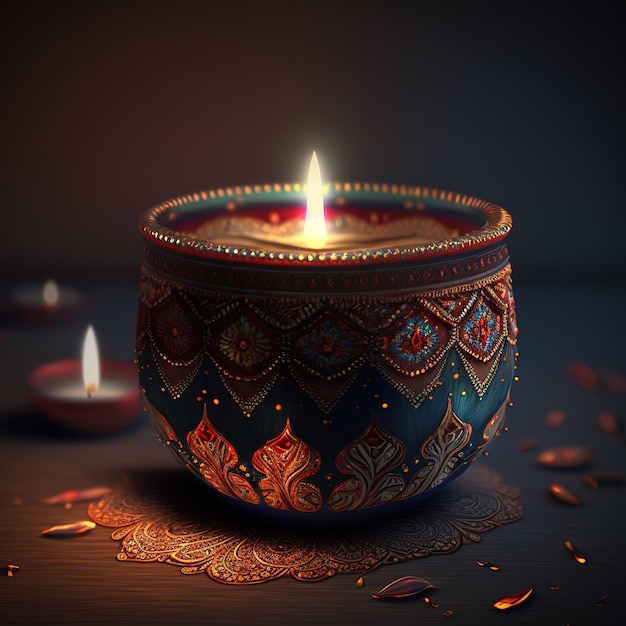 Fondo de Diwali con luz de vela