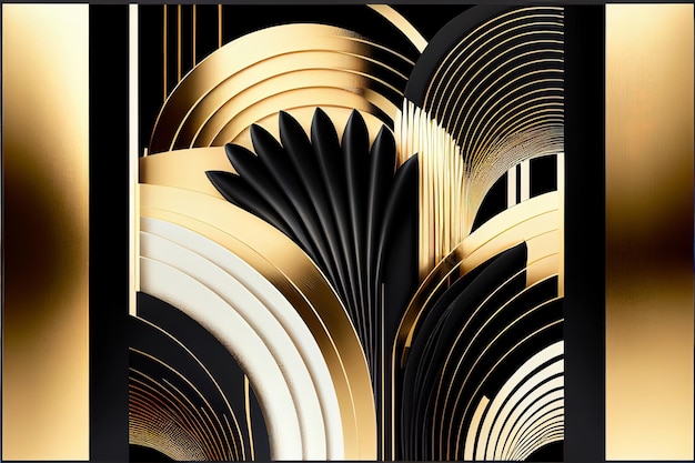 Fondo dorado abstracto en estilo art deco negro d ilustración elementos geométricos y caro