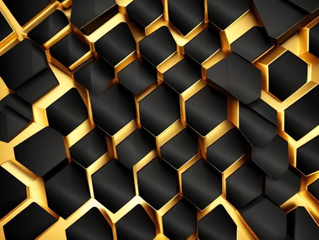 Foto un fondo dorado hexagonal