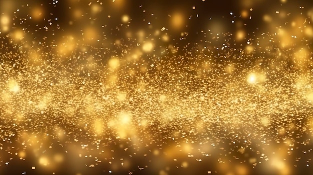 Fondo dorado de lujo abstracto con partículas doradas brillo fondo de luces vintage Navidad Luz dorada brillo partículas bokeh sobre fondo oscuro Textura de lámina dorada Vacaciones AI generativa