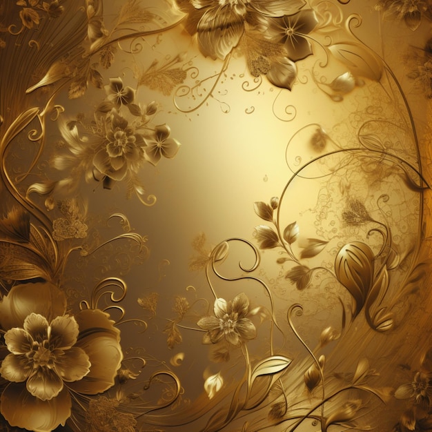 Un fondo dorado y marrón con un diseño floral.