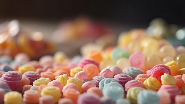 Fondo de dulces de caramelos de colores mixtos de foto