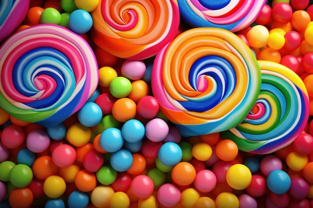 Foto fondo de dulces coloridos bocadillos variados generar ai