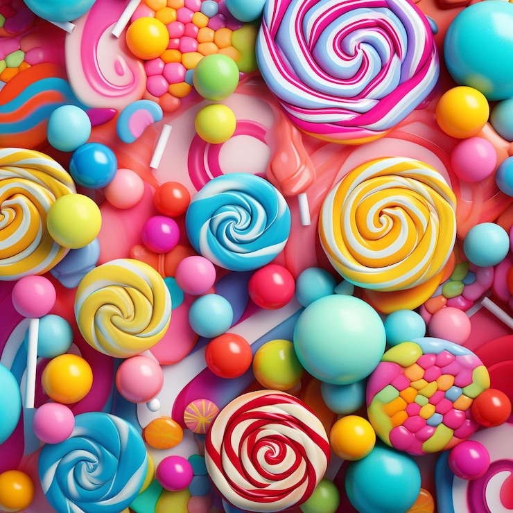Foto el fondo de los dulces es colorido, vívido y brillante.