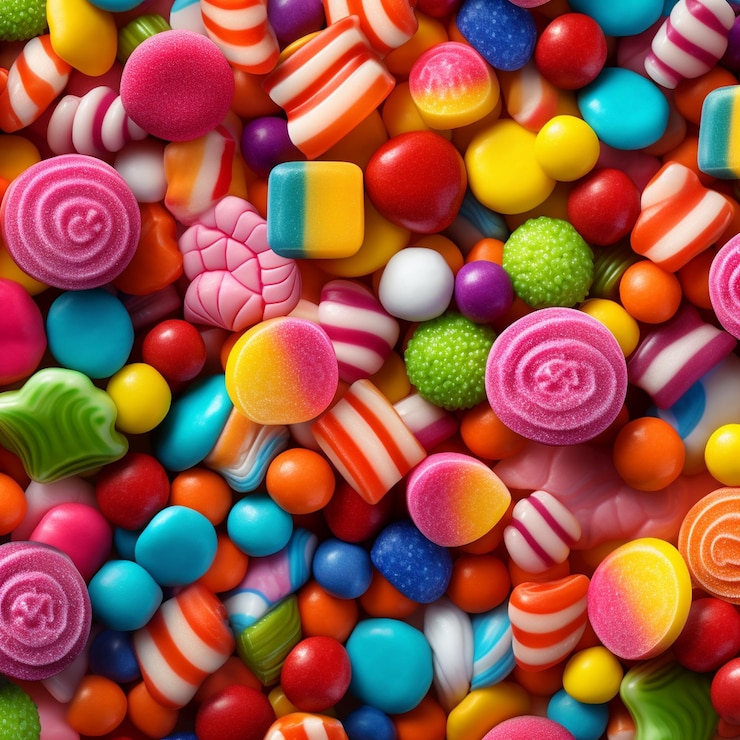 Foto el fondo de los dulces es colorido, vívido y brillante.