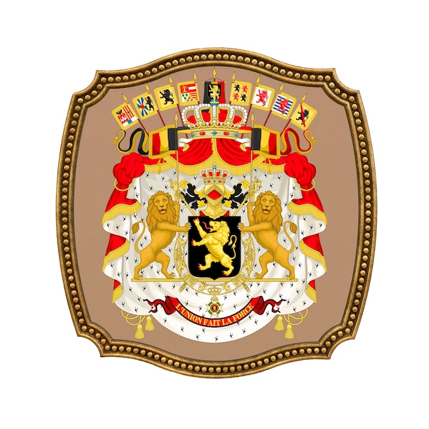 Fondo para editores y diseñadores Fiesta nacional Ilustración 3D Escudo de armas de Bélgica