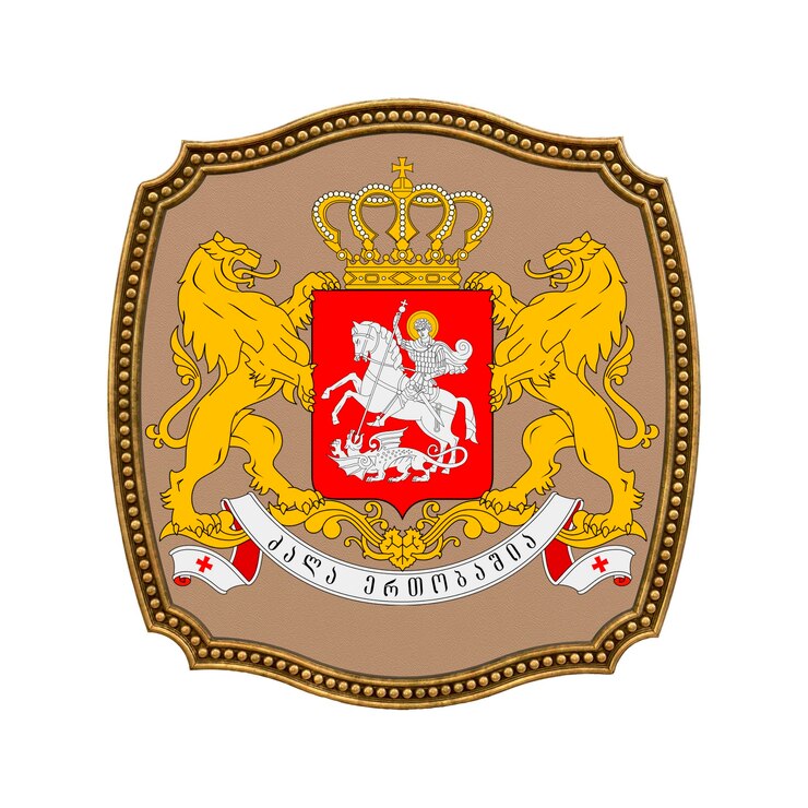 Foto fondo para editores y diseñadores fiesta nacional ilustración 3d escudo de armas de georgia