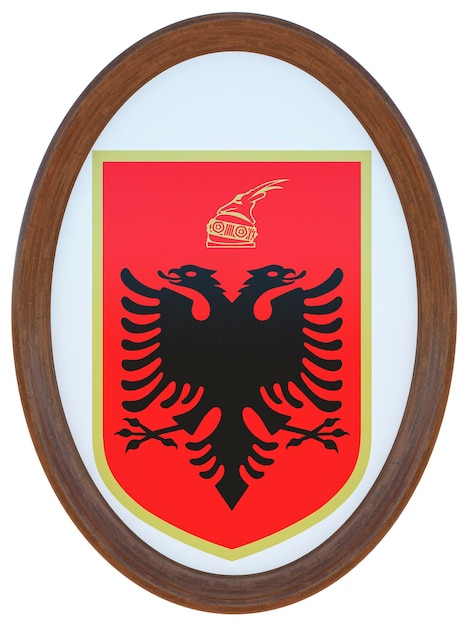 Fondo para editores y diseñadores Fiesta nacional Ilustración 3D Escudo nacional Albania