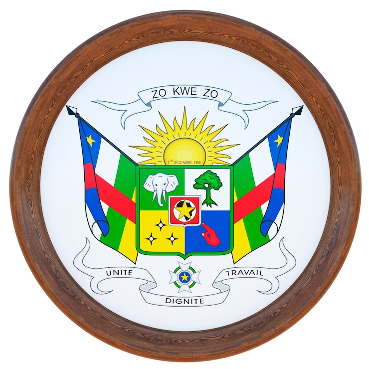 Foto fondo para editores y diseñadores fiesta nacional ilustración 3d escudo nacional república centroafricana