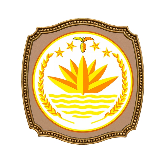 Fondo para editores y diseñadores Fiesta nacional Ilustración 3D Icono escudo de armas de Bangladesh