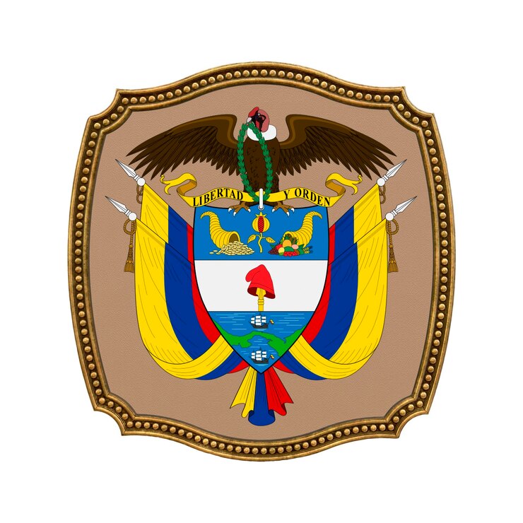 Foto fondo para editores y diseñadores fiesta nacional ilustración 3d icono escudo de armas de colombia