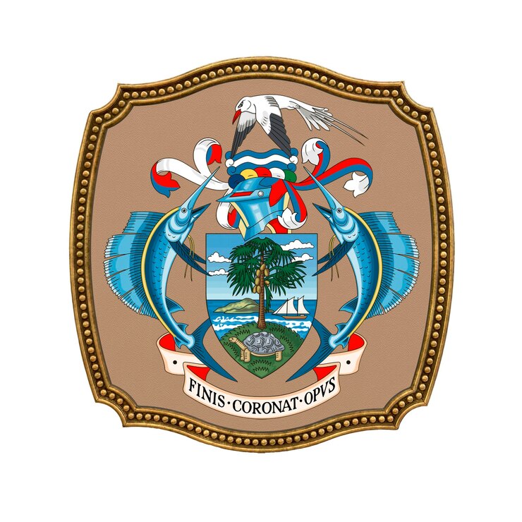 Foto fondo para editores y diseñadores fiesta nacional ilustración 3d icono escudo de armas de seychelles