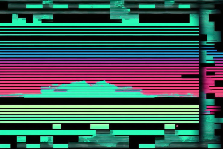 Foto fondo de efecto de falla. imagen conceptual de píxeles muertos vhs. ia generada.