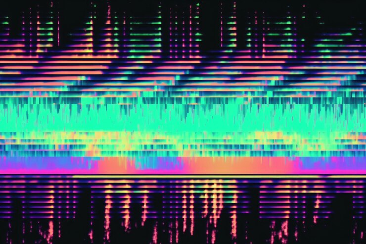 Foto fondo de efecto de falla. imagen conceptual de píxeles muertos vhs. ia generada.