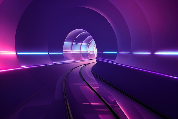 Fondo de efecto de velocidad de movimiento de túnel futurista luces de neón de metro ilustración digital