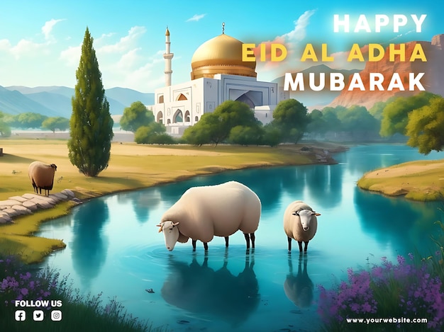 El fondo de Eid Al Adha Mubarak AI Generativo