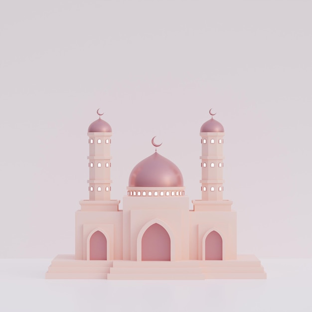 Fondo de eid de ramadán islámico con espacio de copia de mezquita de ilustración 3d