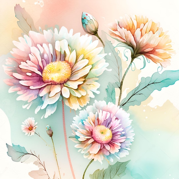 Foto fondo elegante de la flor de la acuarela