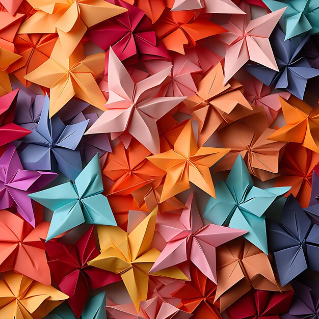 Fondo elegante Origami Papel de colores variados y fondo de arco iris en blanco W concepto creativo