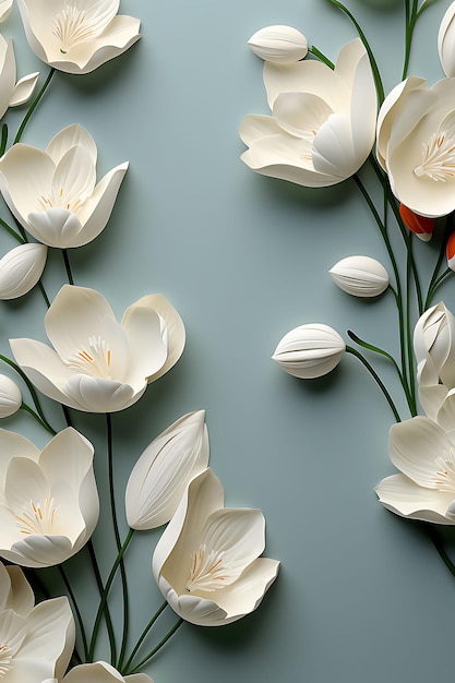 Fondo elegante papel en relieve crema y blanco en relieve patrón floral concepto creativo de fondo