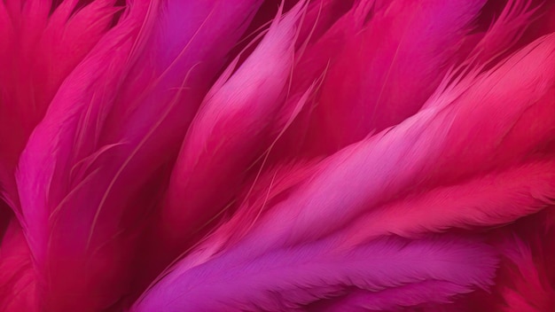 El fondo de las elegantes plumas suaves rojas y púrpuras