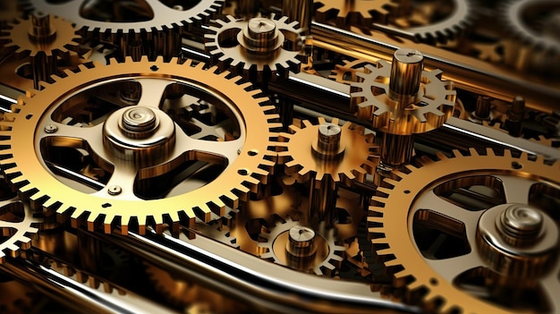 Fondo con engranajes de ingeniería y maquinaria que muestra los aspectos mecánicos e intrincados de la ingeniería Generativa Ai