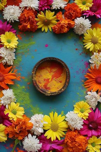 Foto un fondo enmarcado con elegantes flores de holithemed