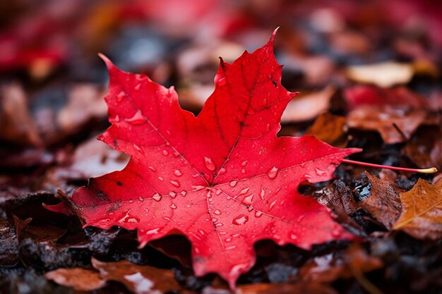 Foto fondo enmarcado con hoja de arce roja