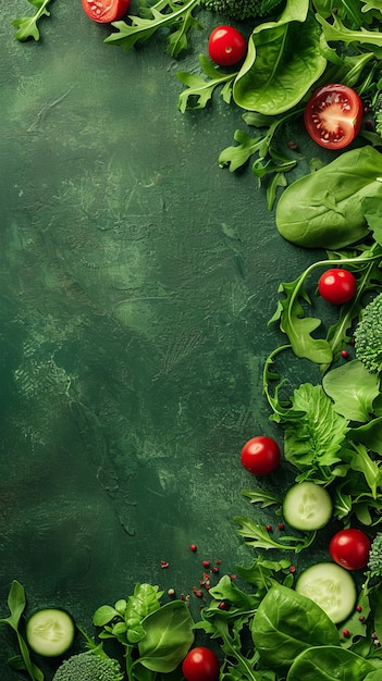 fondo de ensalada de verduras de primer plano con espacio para el texto