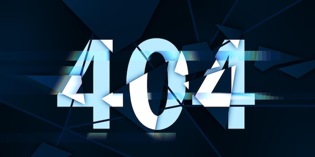 Fondo de error 404 azul oscuro abstracto Error de página encontrado Representación 3D