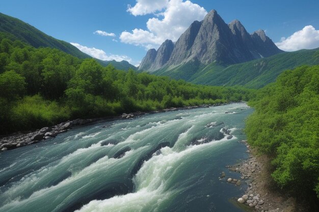 El fondo es el río Sky Mount.