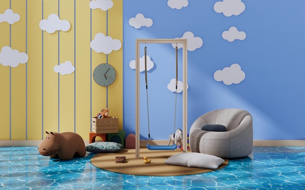 Fondo de escena de habitación infantil.